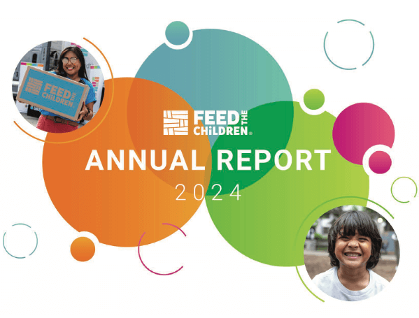 A graphic of Feed the Children's annual report