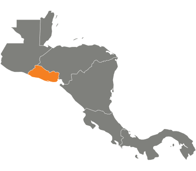 A graphic highlighting El Salvador within the Central American region