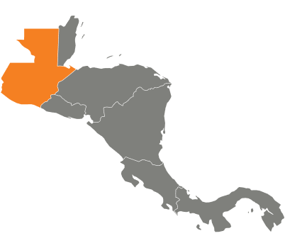 A graphic highlighting Guatemala within the Central American region